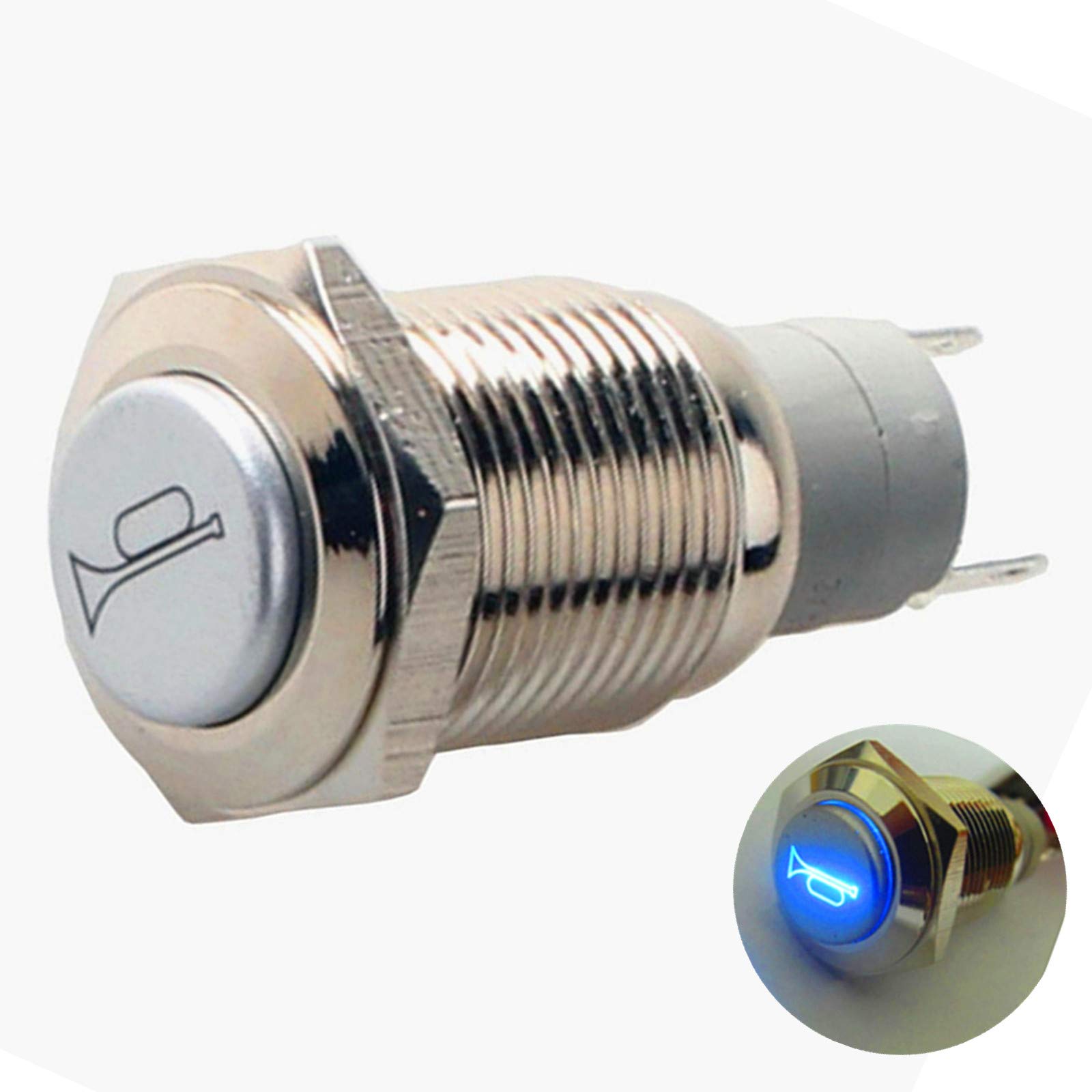 YIYIDA Car Horn Switch - Auto Horn Button, 12V Waterproof, Momentary Push Button, Metal Toggle Switch