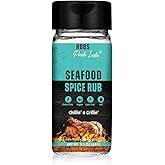Seafood Spice Rub 2.3 oz (65 gm) w/Convenient Dual Sifter Cap Savory Salty All Purpose Seasoning |For Grilling Marinating Baking |Non-Bioengineered Vegan Gluten Free- Pride of India