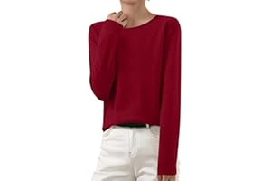 Women's Cashmere Sweater Crew Neck Long Sleeve Pullover Sweaters Work Business Casual Basic Tops 2025 Fall Outfits