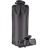 Vapur Collapsible Water Bottle with Carabiner, 34oz (1L), Blackout | Flexible and Lightweight Water Bottle for Travel, Concert, Hiking &amp; Outdoor Adventures - BPA-Free, Dishwasher-Safe, Freezable