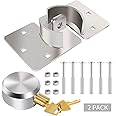 POLARPRA Hidden Shackle Padlock Set Keyed Alike with Hasp, Steel Chrome Coating with 2Keys and 6Pcs Original Fixed M8×80MM Bolts+Screws Ideal for Trailer, Vans, Gates, Easy to Install (2-Pack)