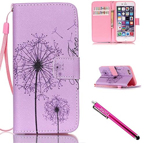 iPhone 5S Case, iPhone 5 Wallet Case, Firefish [Card Slots] [Kickstand] Flip Folio Wallet Case Synthetic Leather Shell Scratch Resistant Protective Cover for Apple iPhone 5/5S/SE-A-Dandelion