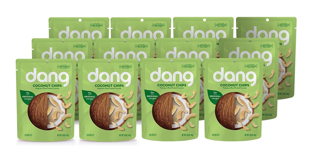 Dang Gluten Free Toasted Coconut Chips, Original, 1.43oz Bags, 1.43 Ounce (12 Count)