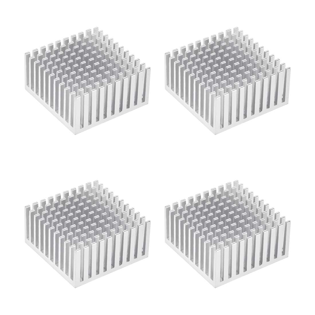 sourcing map Electronic Radiators Heatsink for MOS GPU IC Chip Silver 40 x 40 x 20 mm 4pcs