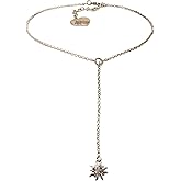 Alpenflüstern Trachten Y-Necklace Rhinestone Edelweiss (antique silver-coloured) | Traditional German Pendant Necklace for Women | Original Bavarian Jewelry for Dirndl Costume Dress & Oktoberfest