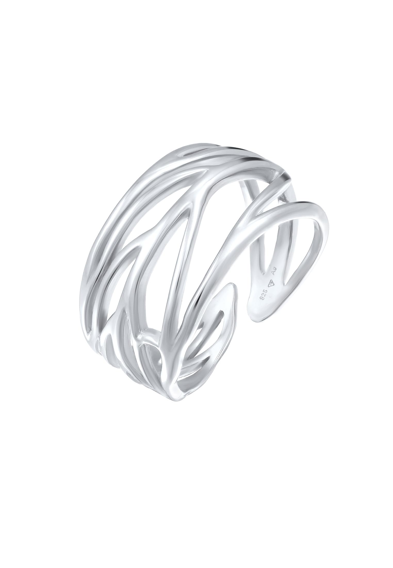 Elli Women's 925 Sterling Silver Genuine Jewellery Wrapped Nature Leaf Adjustable Ring, Sizes M N P Q