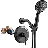 Single-Handle Shower Faucet Set Matte Black Shower Trim Kit with Valve 6 Spray Handheld Shower Head Shower Valve and Trim Kit Bathroom Shower System Fixtures KIYPUT
