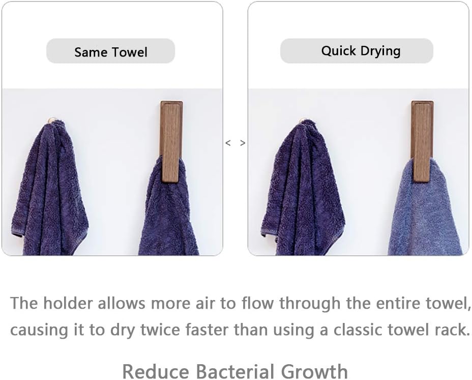 JINMURY Modern Wooden Towel Holders -Set of 2 Self Adhesive Towel Hook Wood Wall Mounted Towel Holder Home Decor- Durable - Image 5