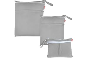 Damero 3pcs Pack Wet Dry Bag for Cloth Diapers Daycare Organizer Bag, Gray