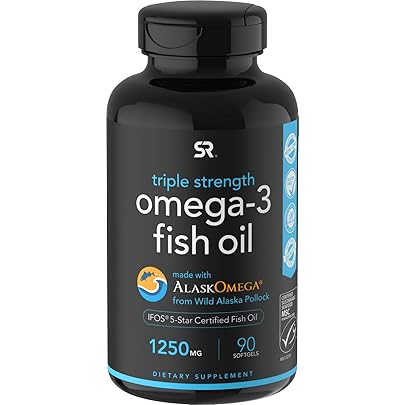 Omega-3 Wild Alaskan Fish Oil (1250mg per Capsule) with Triglyceride EPA & DHA | Heart, Brain & Joint Support | IFOS 5…