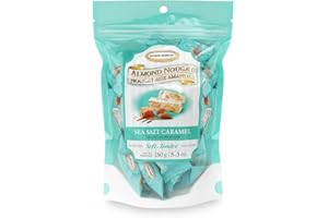 Golden Bonbon Italian Soft Almond Nougat Candy, Individually Packed Chewy, Gluten Free Nougat, Full of Almonds, Halal Candy (5.3 Oz, Almond Sea Salt Caramel)