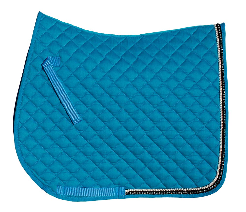 Rhinegold Elite Diamante Trim Saddle Cloth-Full-Turquoise