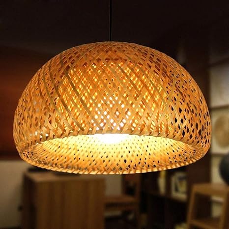 Amazon Co Jp 手作りratランプシェードペンダント天井シェード カボチャの形 熱帯diy Diyラタンランプシェード織り吊りライト ホーム キッチン