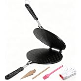 Dyna-Living Waffle Cone Maker Ice Cream Bowl Maker, Non-stick 8.7 '' Plate | Homemade Egg Roll Mold for DIY Crispy Thin Waffle Cone Desserts, Aluminum Alloy Egg Roll Maker, With Cone Shaper Roller