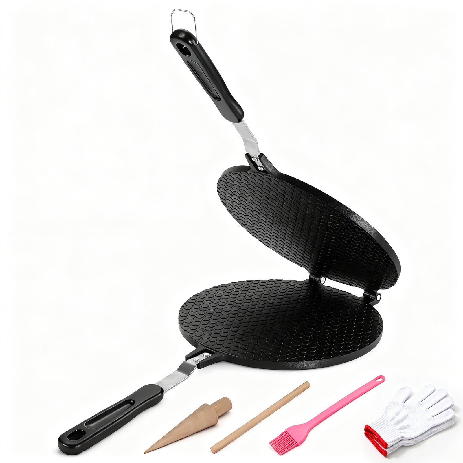 Photo 1 of Dyna-Living Waffle Cone Maker Non-stick Ice Cream Cone Maker 8.66 inches Ice Cream Waffle Cone Maker Aluminum Egg Roll Mold Waffle Bowl Machine for Making Crispy Egg Rolls