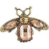 MLEPUS Yellow Rhinestone Honey Bee Brooch Pin for Women Men Gold plated Fashion Crystal Vintage Insect Animal Bumblebee Brooch Lapel Pin Clothing Accessories Jewellery Hat Bag Suit Tie DIY