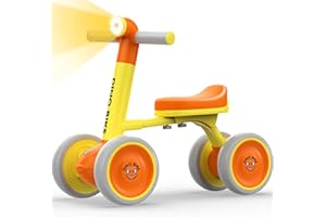 RONSTONE Baby Balance Bike 1+ Year Old Girls Boys - 12-24 Months Toddler Balance Bike with Night Lamp- 4 Silence Wheels Baby Bikes - Ride On Toys for Kids First Bike Gift (Orange)