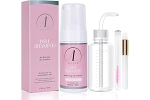ALLOVE Lash Shampoo for Lash Extensions 100ml Eyelash Extension Cleanser + Rinse Bottle + Cleaning Brushes Sensitive Lash Bat