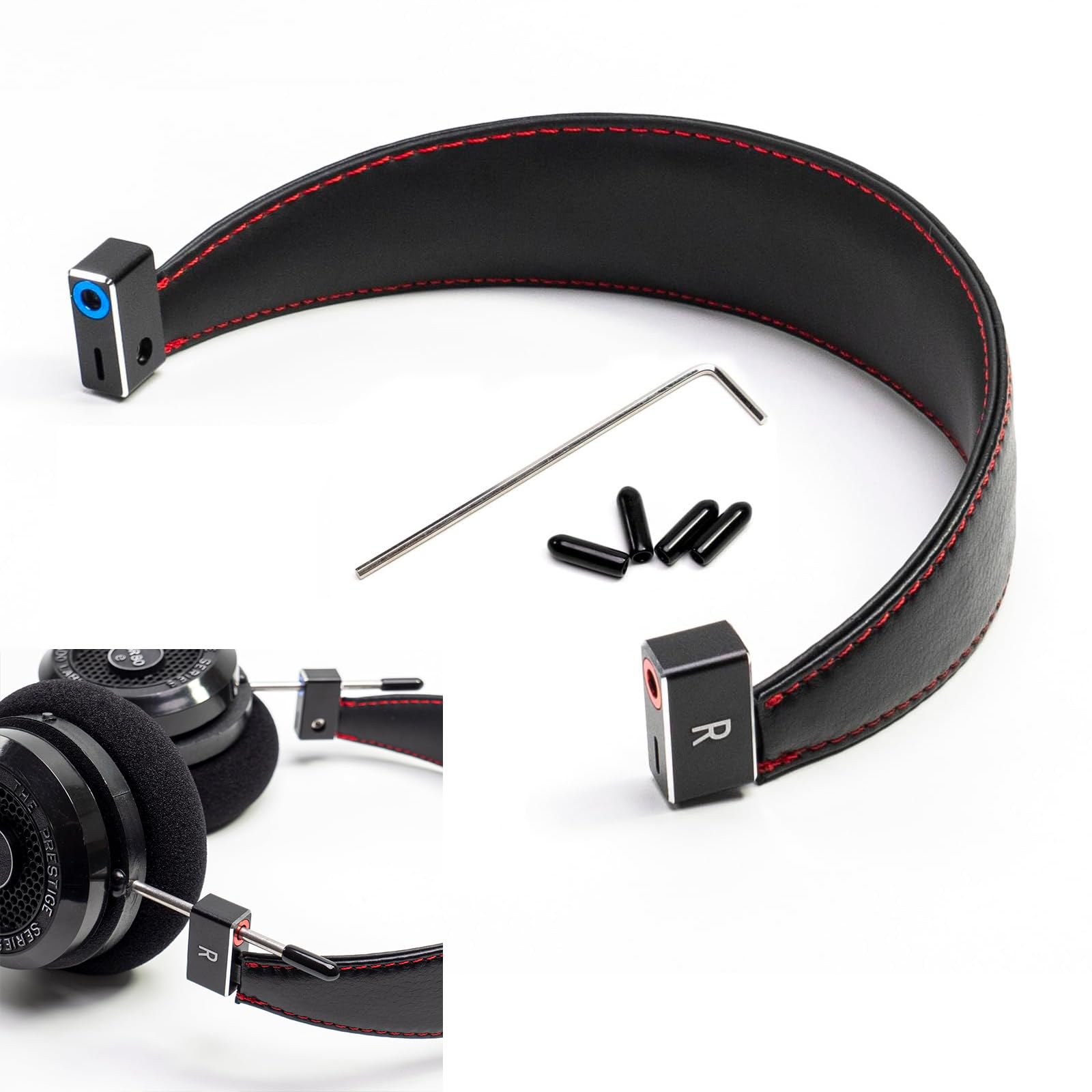 Voarmaks Aluminum Alloy Removable Headband with Top Head Steel Beam Synthetic Leather Compatible with Grado SR60 SR80 SR125 SR225 SR325 PS500 GS1000 PS100 PS1000 PS500 RS1 RS2 Alessandro Headphone