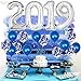 Silver Number Balloons 2021 Graduation Decorations Set - 40 Inch | Blue Latex, Confetti Balloons for Grad Party Decorations 2021 | Graduation Party Supplies 2021 | Class of 2021 Decorations Balloons