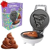 Poop Emoji Mini Waffle Maker- 4" Iron Makes Silly Smiley Face Design | Electric Non-Stick Waffler Makes Pan Cake or Waffle w Recipe Guide, Funny Novelty Gag Gift for Him or Her, Morning Brunch Fun
