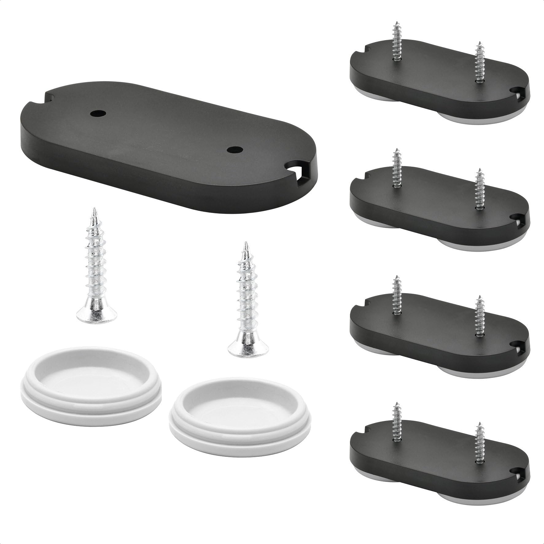 WAGNER QuickClick® Plastic glides furniture glides chair glides I 4pcs. set to screw on I 4x base + 8x screw + 8x glide insert interchangeable - plastic HYPER - 62 x 30 mm - Made in Germany - 15781600