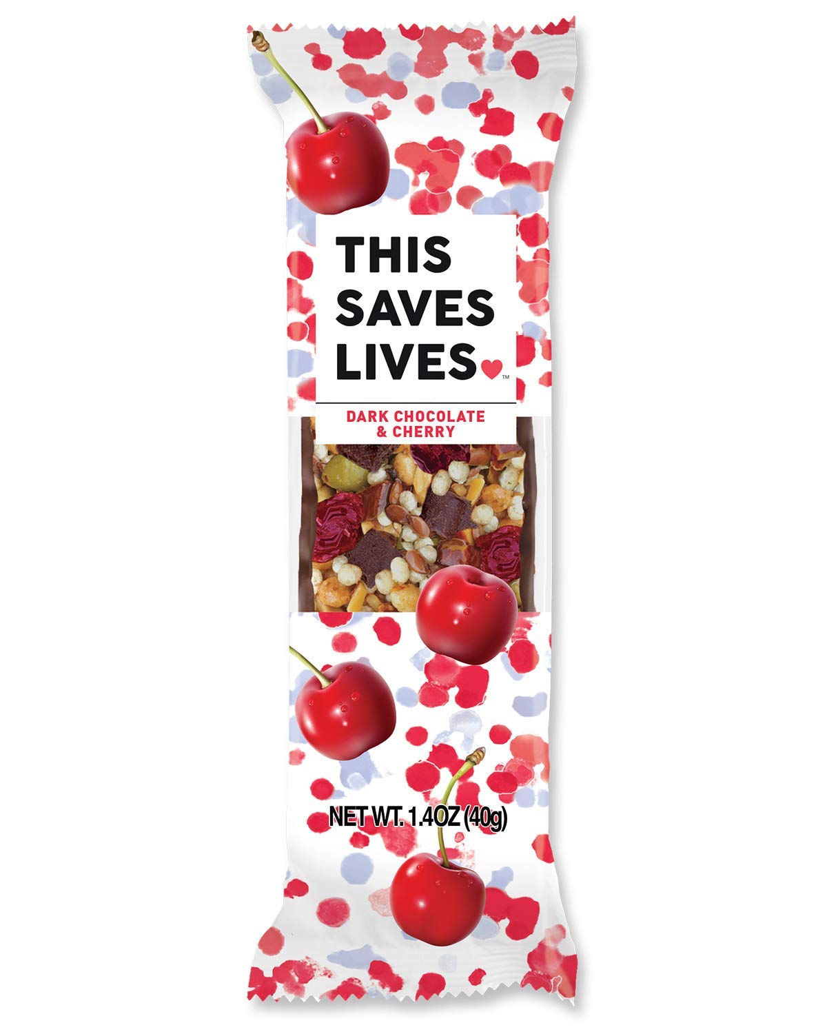 This Bar Saves Lives Chewy Granola Bars, Dark Chocolate Cherry, 12 Pack | Gluten Free Snacks Breakfast Bars, Kosher, Non GMO Snack Bar for Adults & Kids | 1.4 oz Bars