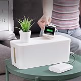 SMRONAR Cable Tidy Box 2 Set White ABS Large Organizer for Desk Wire Management view 2