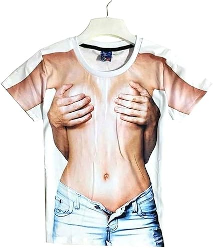 Amazon ちゃんと隠してっ 女性 胸 裸 セクシー おもしろ 3d Tシャツ 半袖 衣装 コスプレ どっきり グッズ レディース ハロウィン等に S コスプレ 仮装 通販