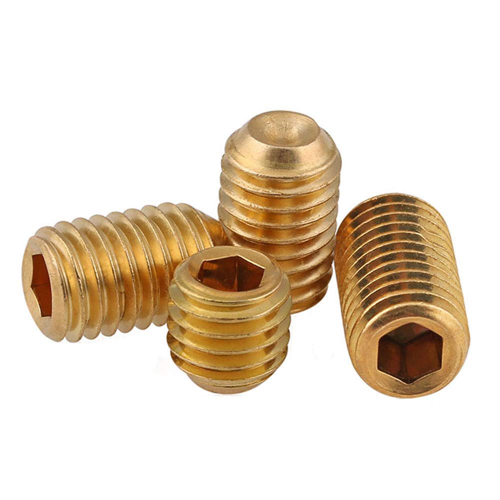 ANSIEDIO Cup Point Hex Socket Set Screws Brass Grub Screw Bolts - M8×40mm,5 pcs