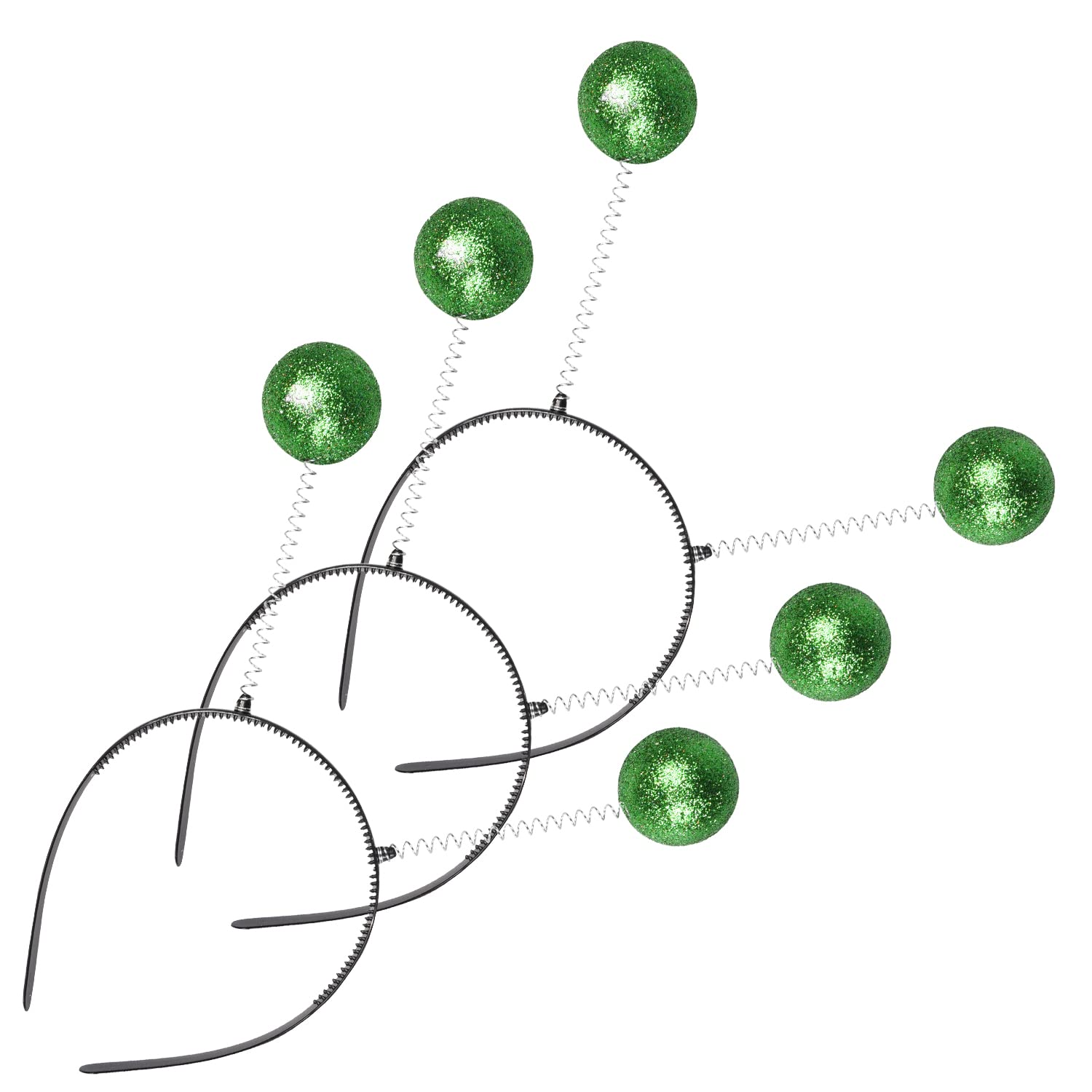 UNVOJL 3 Pieces Green Martian Antenna Headbands Alien Headband Boppers Alien Head Boppers Ball Head Boppers for Fancy Dress Party Christmas Party Favor (Green), One Size