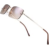 The Fresh Minimalist Small Rectangular Sunglasses Clear Eyewear Spring Hinge - Gift Box Package (201-Gold, Gradient Brown, 51)