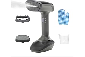 Quuejenl Steamer for Clothes - 1200W Clothes Travel Steamer Handheld 20-Second Heat-up, Upgraded Large Capacity 300ML Water Tank, 2 in 1 Fabric Wrinkle Remover, Suitable for 120V Countries (Grey)