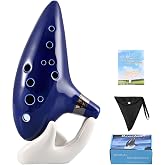 AIMEIS Ocarina 12 Hole Alto C Ceramic Ocarinas with Songbook Bag Display Stand,Musical Instrument for Beginner