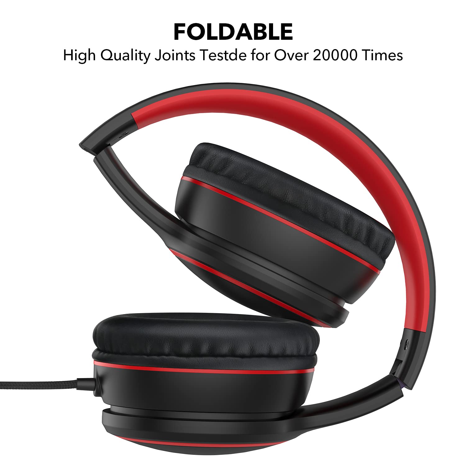 RORSOU R10 Kids Headphones Over-Ear with Microphone, Lightweight Folding Stereo Bass Headset with 1.5M No-Tangle Cord, Portable Wired Headphones for Smartphone Tablet Computer MP3 / 4 (Black)