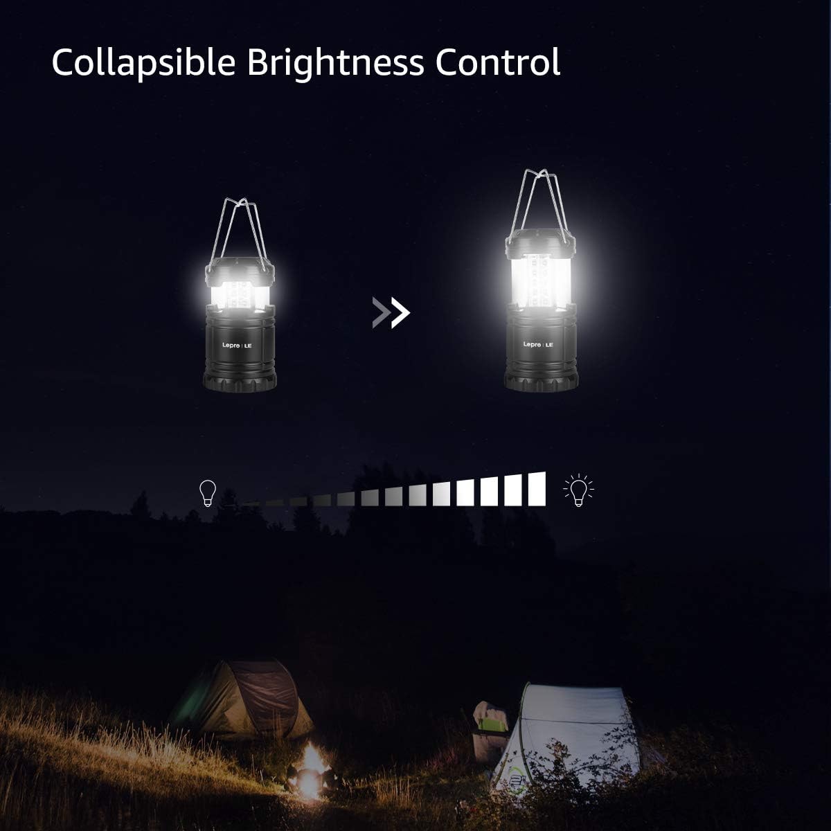 Lepro Portable LED Camping Lantern Outdoor 30 LEDs Flashlights IPX4 Water Resistant Lamp Battery Powered Light for Camping, Hiking, Survival kits for Emergency, Power Failure, Hurricane(4 Packs) - - 