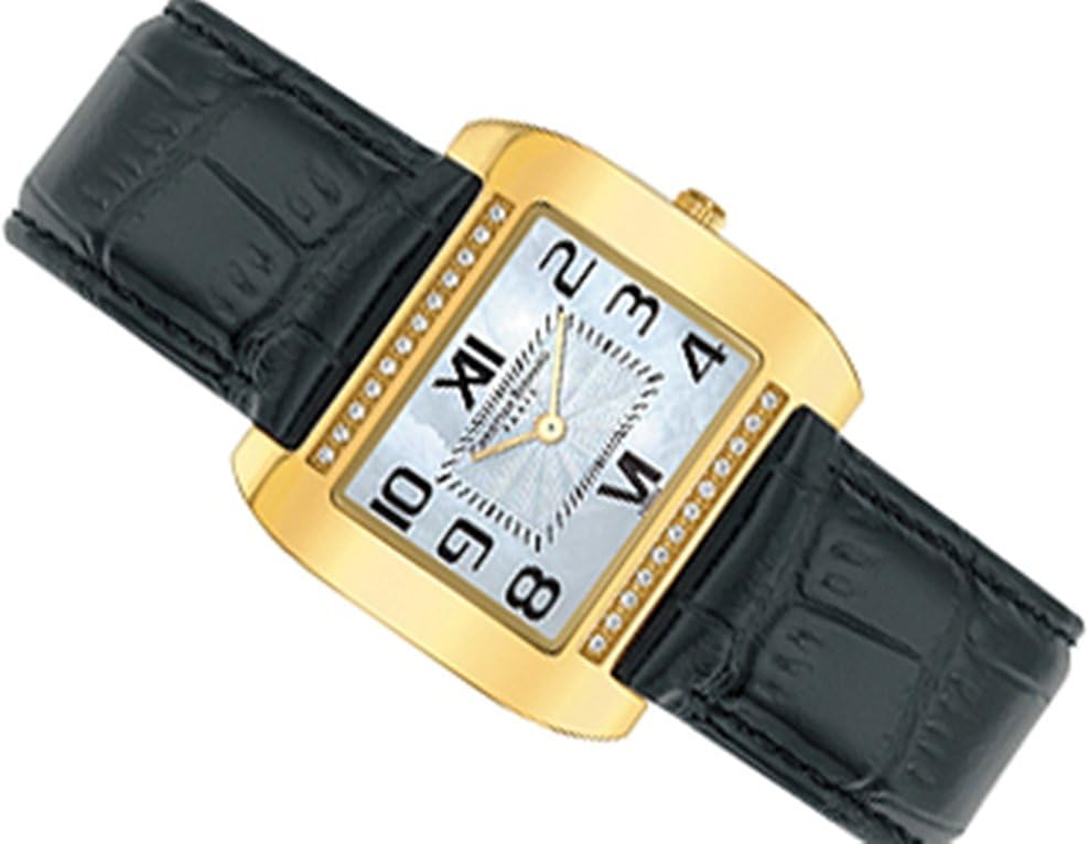 Christian Bernard Intimate WT259ZWX Women's Analog Quartz Yellow Steel and Rhinestone Watch with Leather Strap