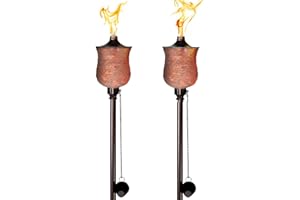 Deco Window 2 Pcs Garden Torch for Outdoor 4-in-1 Convertible Table Torch Citronella Oil Lamp for Backyard Patio Deck Table Top & Ground Installation (Mosaic)