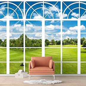 Wall Murals for Bedroom Vies from French Window Design Removable Wallpaper Peel and Stick Wall Stickers - 66x96 inches