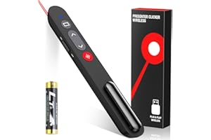 NinjajoyOX Presentation Clicker, Wireless Presenter Clicker with AAA Battery for PowerPoint Slide with Hyperlink & Volume Control, Presentation Remote for Mac/Computer/Laptop, Google Slide/PPT/Keynote