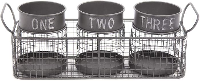 Metal Pen and Pencil Holder &ndash; 3 Cup Desktop Organizer &ndash; Desk and Table Top Storage Caddy for Stationary, Office Supplies Kitchen Utensils, Makeup Brushes and More - by Designstyles