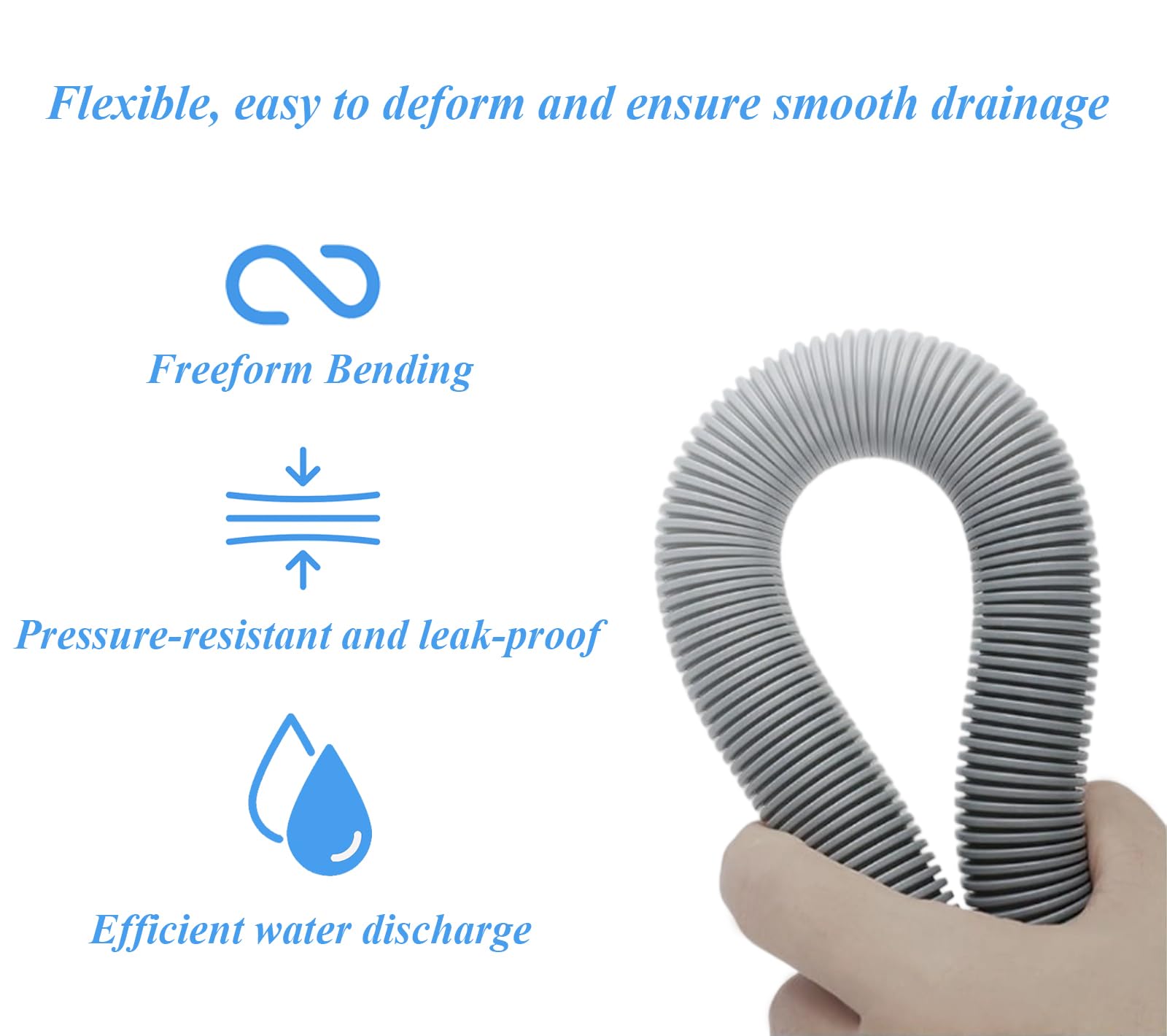 6.5ft Washing Machine Drain Hose Extension Kit - Universal for Washer, Dishwasher & Dehumidifier, 7-Piece Set with U-Bracket, 4 Clamps & Adapter