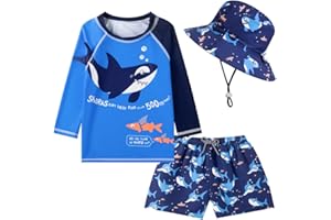 CUTECOTTON Baby Toddler Boys UPF 50+ Rashguard Set Swimsuit with Sun Hat Bathing Suit Swimwear for Beach Pool Sun Protection