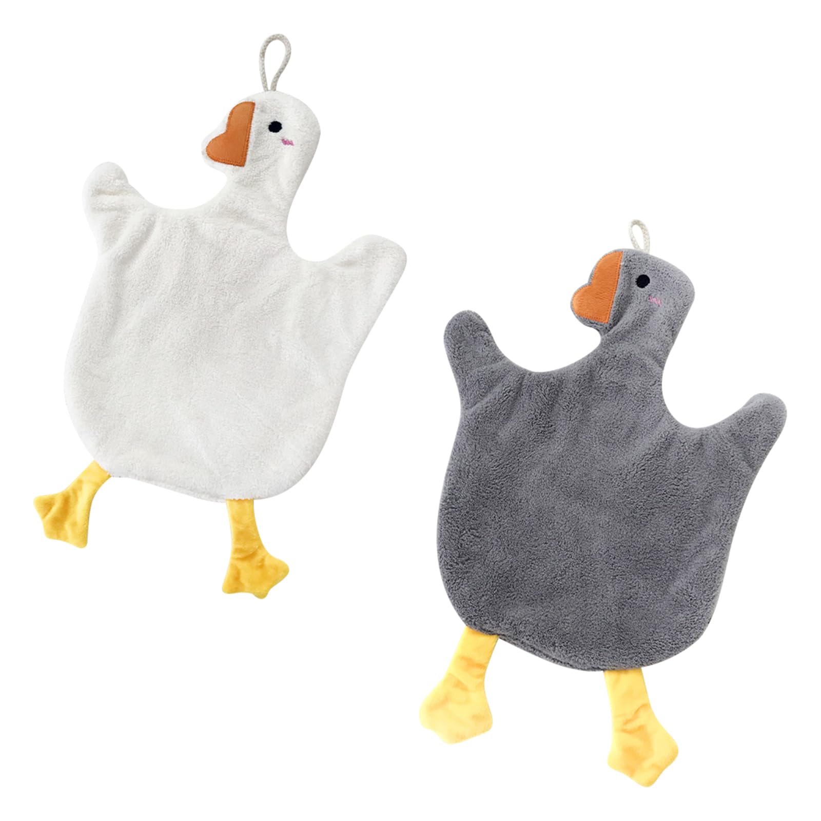 GNCLOUD 2 Pcs Hangable Hand Towels - Cute Goose Super Absorbent, Suitable for Home, Kitchen, Bathroom, Bedroom - 33 * 28cm