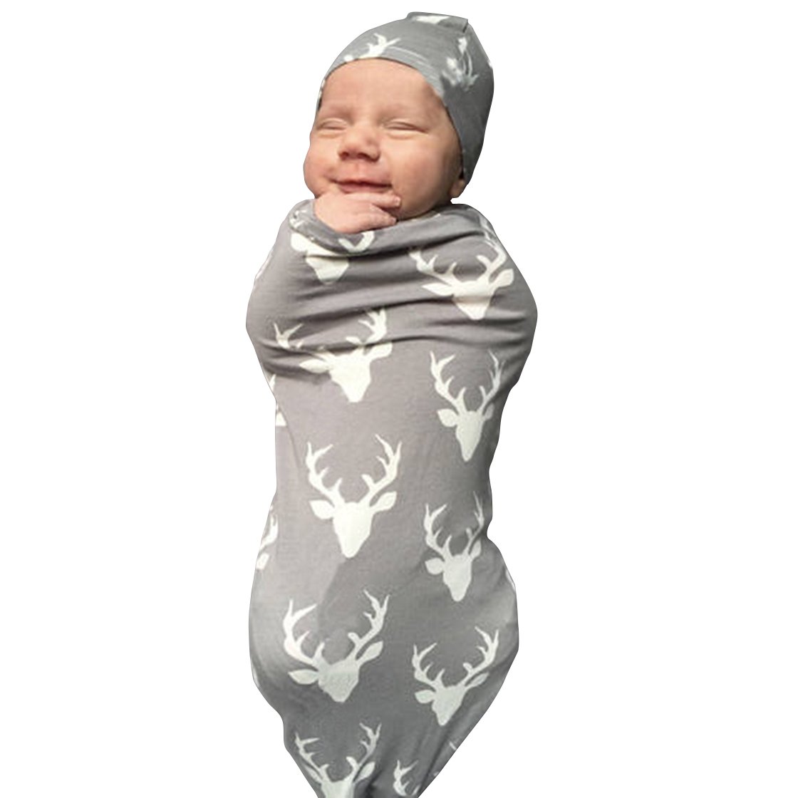 Newborn Girl Boy Deer Sleeping Blanket with Hat Cap Infant Coming Home Outfit Gift Safe Sleeping Bag for Baby 0-3M (0-3M, Deer)