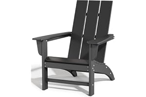 ADIROMOTI Poly Lumber Adirondack Chair, All-Weather Resistant Outdoor Patio Chairs, Look Like Wood, Pre-Assembled Outdoor Fire Pit Chair for Pool, Deck, Backyard, Garden, Black