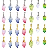 PH PandaHall 112pcs Crystal Leaf Charms Pendants 7 Styles Crystal Glass Charms Leaf Shape Dangle Charm Glass Leaves Pendants for DIY Earring Bracelet Necklaces Crafting Jewelry Making Valentine's Day