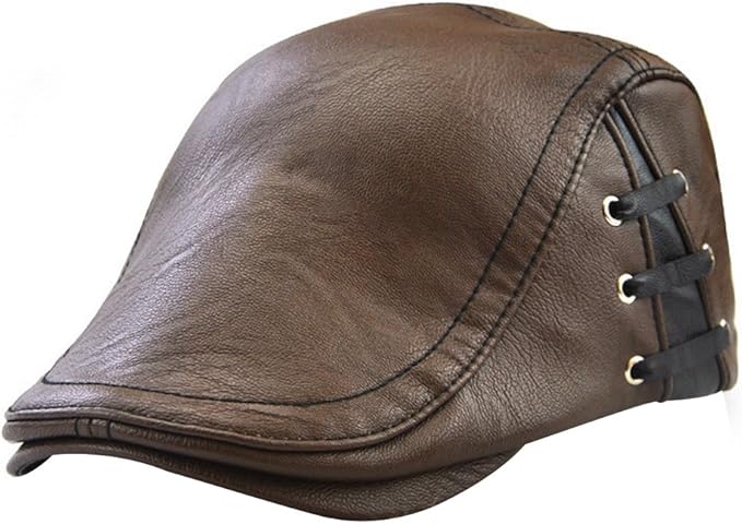 mens leather newsboy cap