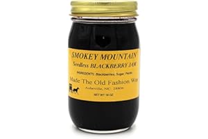 Smokey Mountain Honey House Seedless Blackberry Jam- Sweet Gourmet Fruit Spread Made with Fresh Blackberries - Made The Old Fashion Way- From Farm to Table - 16 oz Jar