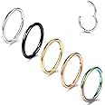 Aumeo 14G 16G 18G 20G Nose Ring Hoop Stainless Steel Hinged Segment Rings Hoops Nose Clicker Ring Tragus Helix Cartilage Daith Rook Earring Piercing Jewelry for Women Men